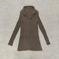 PLEATS PLEASE カーディガン 長袖 肩パッド ベージュ コート - メルカリ