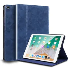 GexmilケースiPad9.7インチ6/5世代通用(2018/2017)-iPadAir2/1世代通用高級レザー製耐衝撃性軽量防指紋防滑オートスリープ/ウェイクアジャスタブルスタンドブルー