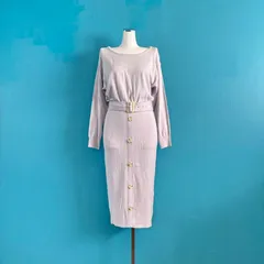 1760 未使用 MERCURYDUO マーキュリーデュオ ニットワンピース ベルト付 L.GRY