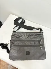 美品 Kiplingブラックキャンバスショルダーバッグ