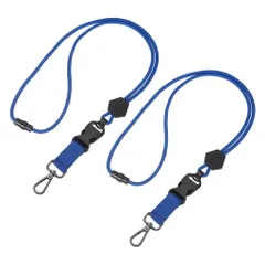 [PATIKIL]耐久性に丸ひもラニヤード2個セット、取り外し可能なバックル付き調整可能な長いキーホルダーネックストラップカードキーIDバッジホルダー用、ブルー