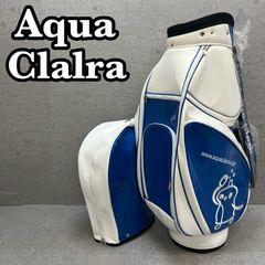 Aqua Clara アクアクララ ゴルフ キャディバッグ カート式 約9型 6分割 ホワイト ブルー エナメル PUレザー Aqua Clara アクアクララ ゴルフ キャディバッグ カート式 約9型 6分割