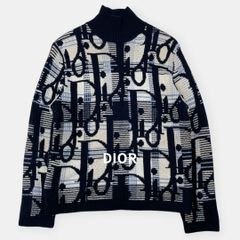 DIOR（ディオール） オブリーク総柄 ウール ニット カーディガン　Mサイズ アウトレット人気 DIOR（ディオール） オブリーク総柄 ウール ニット