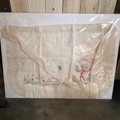 フランスアンティーク 刺繍スタイ 女の子と小鳥 - メルカリ