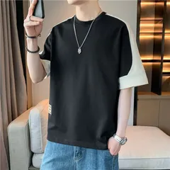 Tシャツ メンズ 半袖 カットソー 夏 新作 ストリート系 ロゴ プリント 丸首 クルーネック インナー 大きいサイズ ゆったり 高校生 大学生 ジュニア 通学 おしゃれ カジュアル ファッション 