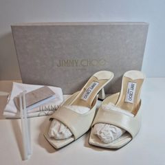 JIMMY CHOO フラワーモチーフ ミュール ホワイト39 - メルカリ