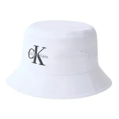 カルバンクライン Calvin Klein(CK) バケットハット ロゴ 刺繍 コットン モノグラム シンプル 帽子 UVカット 4G5020G 110 レディース メンズ ユニセックス ホワイトのサムネイル