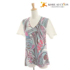 ■ EMILIO PUCCI エミリオプッチ Tシャツ 半袖 トップス プッチ柄 Vネック コットン レディース S ホワイト系のサムネイル