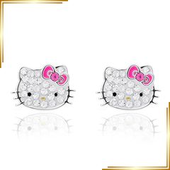 美品 スワロフスキー ピアス ハローキティ シルバー ピンク 両耳ライン