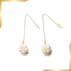 【新品】 [クレインズコレクション] 長期 日本製 淡水パール 天然ホワイト ピアス イヤリング 選べる10種 金属アレルギー対応 18Kゴールド仕上げ 上品な輝き 30日返品OK ギフトに お手入れクロス付 5点セット (05スレッダーピアス×ゴールド) 0