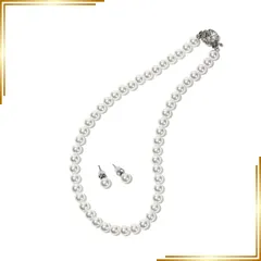 【新品】 [CRANES COLLECTION] 5年 パール ネックレス ピアス イヤリング セット 真珠 日本製 天然貝パール 8mm珠 自社生産 10サイズ 選べるケース ホワイト グレー ブラック (専用ジュエリーケース付き, ホワイトピアス, 6 0