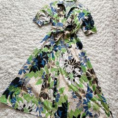 美品 DVF シルク100% ラップワンピース カシュクール 膝丈 花柄 S