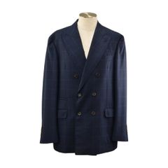 <美品>ブルネロクチネリ ベージュチェック コットン ダブルジャケット 56 美品>ブルネロクチネリ ベージュチェック コットン ダブルジャケット