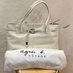 agns b./アニエスベー VOYAGE ボヤージュ レザートートバッグ ホワイトレザー ハンドバッグ Made IN Japan 日本製 usedのサムネイル