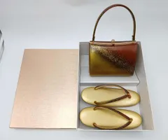 和装 かばん 草履23.5㎝ セット 箱入 金×茶 成人式 振袖_Y