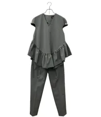美品 ヒュー デイ トゥ イブニング セットアップ パンツスーツ ペプラム パール タグ付き レディース SIZE S hue DAY TO EVENING