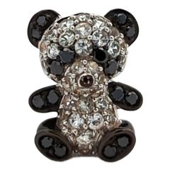 K18 ウォルサム Waltham 天然ダイヤモンド スイングピン ブローチ 熊
