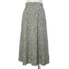 ローラアシュレイ LAURA ASHLEY ロングスカート 小花柄 フレア 9AR M相当 グリーン系 /X