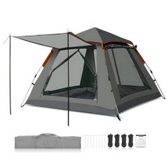 SoraVibe Pop-Up Tent for 3-4 People, Panoramic Skylight, Double Doors & Windows, 210D Oxford Fabric, High-Density Double Layer Design, Easy Installation, Vestibule, UV Protection