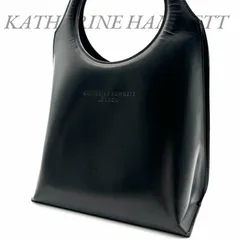 【B5223】 KATHARINE HAMNETT キャサリン ハムネット ハンドバッグ ブラック フェイクレザー ロゴ型押し レディースのサムネイル