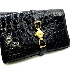 CELINE セリーヌ　クロコダイル　系　型押し　馬車金具　ブラック　クラッチバッグ　セカンドバッグ　ショルダーバッグ　ゴールド金具