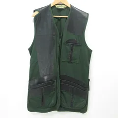 【三重本店】 中古 OLD | オールド BOB ALLEN ボブアレン シューティングベスト レザー切替えロゴ刺繍ベスト ハンティング カーキグリーン サイズ：M 【93】のサムネイル