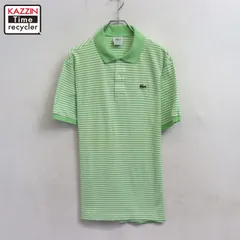 00s フランス製 LACOSTE ボーダー 鹿の子 半袖ポロシャツ メンズ 表記6サイズ