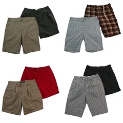 古着卸 まとめ売り ショートパンツ MIX 8枚セット ( メンズ 36 ) ストライプ タック レッド ベージュ チェック 中古 古着 NE6588