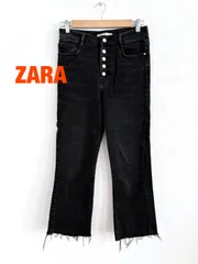 ZARA　ザラ　ブラックデニムパンツ　Mサイズ　EUR 38 USA 6 MEX 28　ブラック　裾切りっぱなし　シンプル　カジュアル　おしゃれ　送料込み　6466706