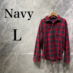 Navy 古着 レディース L 赤紺チェック ネルシャツ カジュアル 秋冬