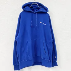 Champion　チャンピオン　リバースウィーブ　スウェットパーカー/フーディー　ワンポイント　刺繍ロゴ　現行　青　ブルー　Lサイズ　古着