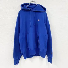 Champion　チャンピオン　リバースウィーブ　スウェットパーカー/フーディー　刺繍ロゴ　現行　青　ブルー　Mサイズ　古着