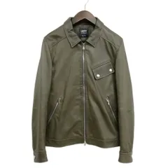 エンメティ EMMETI ラム レザー ジャケット ブルゾン ライダース 46 オリーブ系のサムネイル