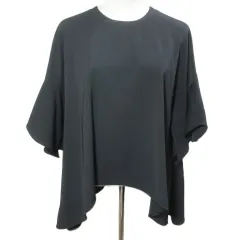 ランバンオンブルー LANVIN en Bleu 美品 22AW ポリエステルツイル フレアスリーブ ブラウス プルオーバー 7分袖 38 M相当 黒 ブラック 3296620 /Xのサムネイル