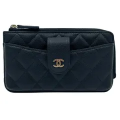 【中古】 CHANEL シャネル ココマーク タイムレスクラシック マトラッセ カードケース AP2536 キャビアスキン スマホケース 31番台 黒 26012184 ATのサムネイル