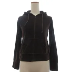 アニエスベー agnes b. SPORT パーカー フーディー ジップアップ ベロア ベルベット ショート丈 長袖 S 茶 ブラウン ■GY14のサムネイル