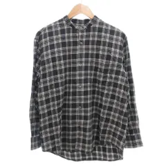アーバンリサーチ URBAN RESEARCH チェックバンドカラー起毛シャツ 長袖 M 黒 ブラック 白 ホワイト UR07-13M006 /GV ■GY43