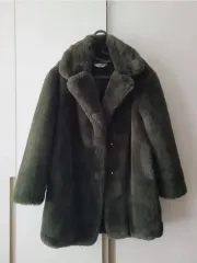 MANGO エコファー コート ジャケット 55サイズ/ オリーブグリーン
