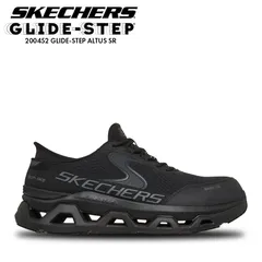 【12時まで即日発送】スケッチャーズ 安全靴 200452 25cm～28cm ブラック スリップインズ ワークスリップレジスタント グライドステップ アルタス メンズ カーボン先芯 防滑 感電防止 通気性 クッション性 SKECHERS セーフティシューズ