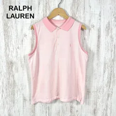 RALPH LAUREN ラルフローレン ポニーロゴ刺繡 チェック ノースリーブ ポロシャツ ピンク レディース トップス