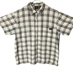 CHM Dickies 半袖 チェックシャツ 2XL ビッグサイズ ワークシャツ オーバーサイズ ベージュ グレー メンズ レディース ユニセックス 古着