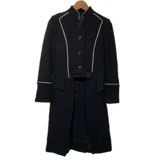 【中古】　MARC JACOBS　スタンドカラーコート　ロング丈　アウター　無地　ウール　フルボタン　ウール　バイカラー　古着　/2497のサムネイル