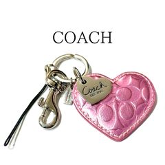 希少 COACH バッグチャーム ハート レザー ピンク キーホルダー - メルカリ