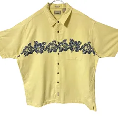 CHM KHAKI’S by ARROW アロハシャツ 半袖 花柄 ボタニカル イエロー コットン ビッグシルエット XL メンズ レディース ユニセックス 古着