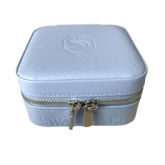 スワロフスキー SWAROVSKI ジュエリーボックス アクセサリーケース 小物入れ ポーチ スカイブルー ■GY99