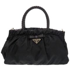 PRADAプラダ☆リボン 2WAYバッグ ブラック シルバー金具 クロスボディ