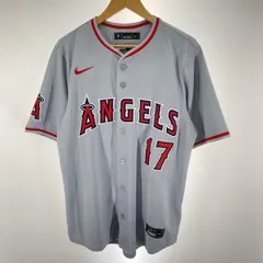 【中古】NIKE MLB 大谷翔平 エンゼルス ユニフォームシャツ サイズM グレー[91]
