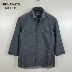 HIDEAWAYS NICOLE y2k style wire collar shirts 46 M ハイダウェイニコル 七部袖 ワイヤー襟 ストレッチシャツ 平成 お兄系 無地のサムネイル