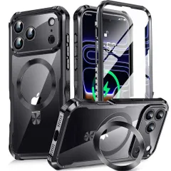 【360°全面保護・スタンド・Magsafe対応】KELLCASEiPhone17Pro用ケース両面隠しスタンド・CDリング横縦両立ワイヤレス充電いpのサムネイル
