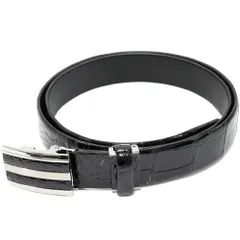 ベルト 艶ありクロコダイル 肚ワニ 黒 SSバックル